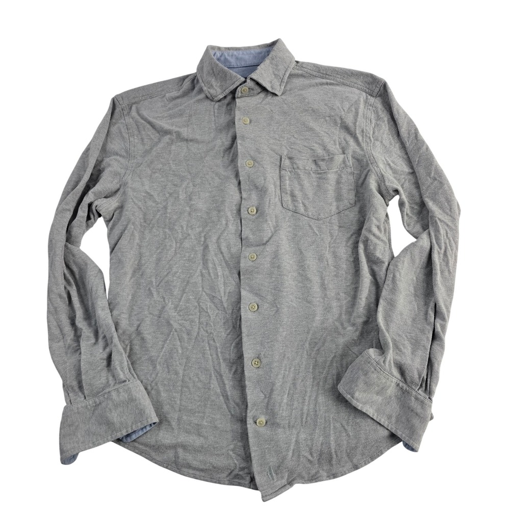 JOHNNIE-O Top Shelf Men's Small Gray Lyocell Linen Long Sleeve Button Down Shirt